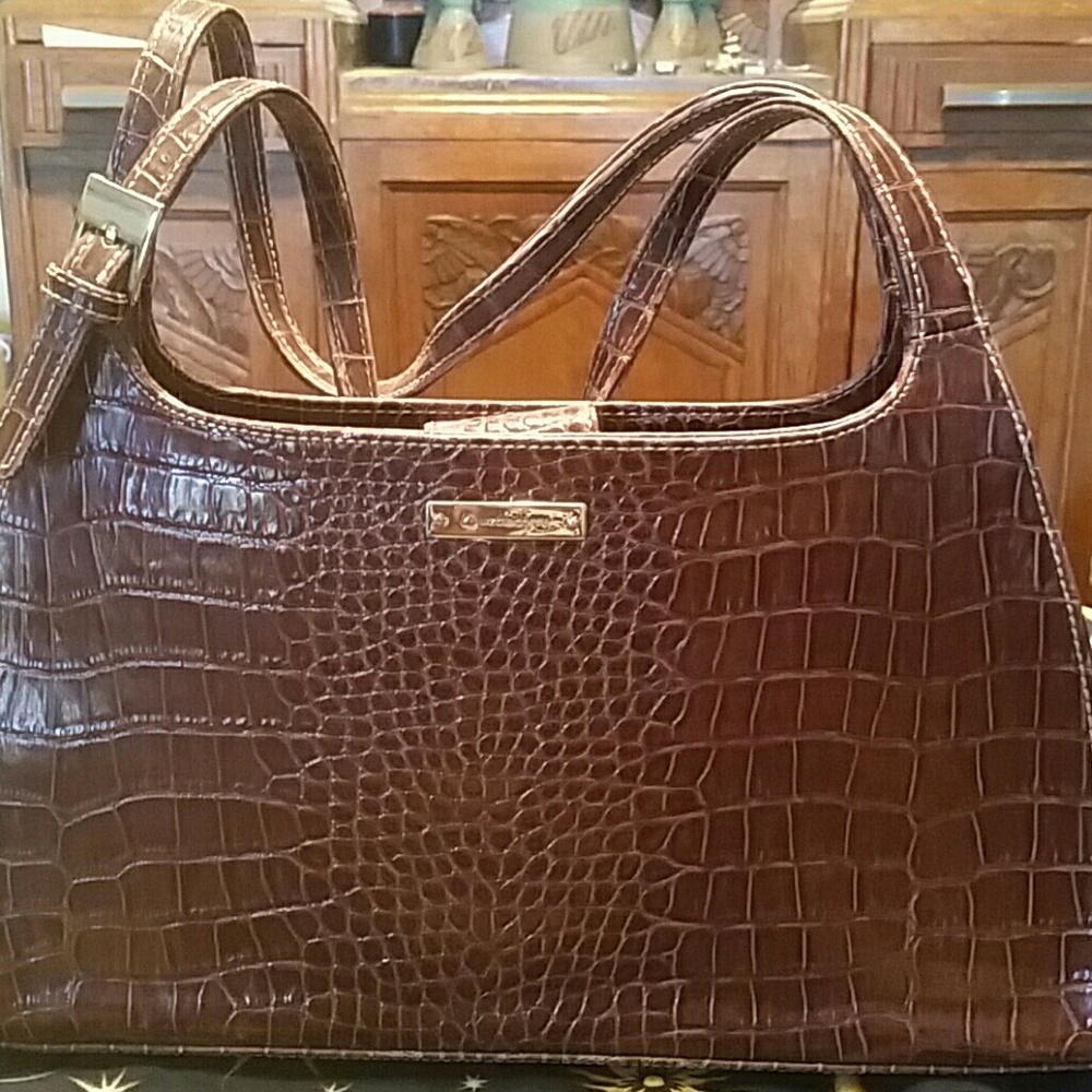 ♋Vintage Liz Claiborne Faux Croc bag